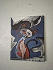 Cat Abstract Painting 11x14 On Canvas  Acrylic Original Dark — photo 3