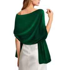 E-Clover Women Green Velvet Scarfs Shawls and Wraps for Evening Dresses Weddi...