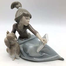 Lladro Figurine #5475 A Lesson Shared Girl Reading Book with Dog
