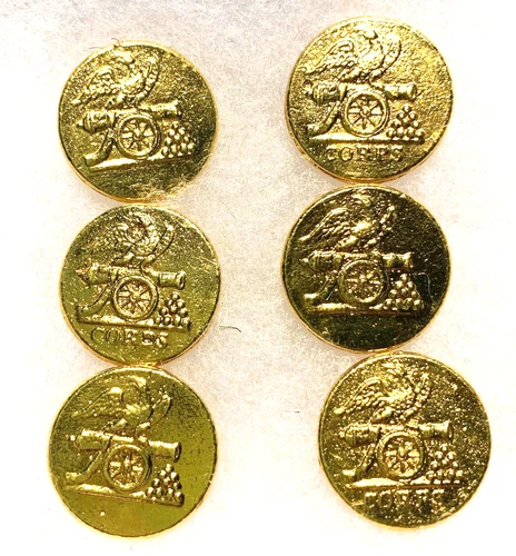 Lot of Repro of 6 War of 1812/Pre-Civil War U.S. Artillery Corps Buttons