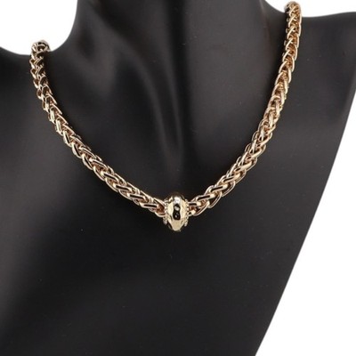 The Limited Gold Tone Chunky Wheat Chain Necklace Hammered Bead Accent NWT