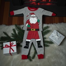 Santa Claus Boys Pajamas 6M Infant  Toddler Gray Christmas Holiday Carters