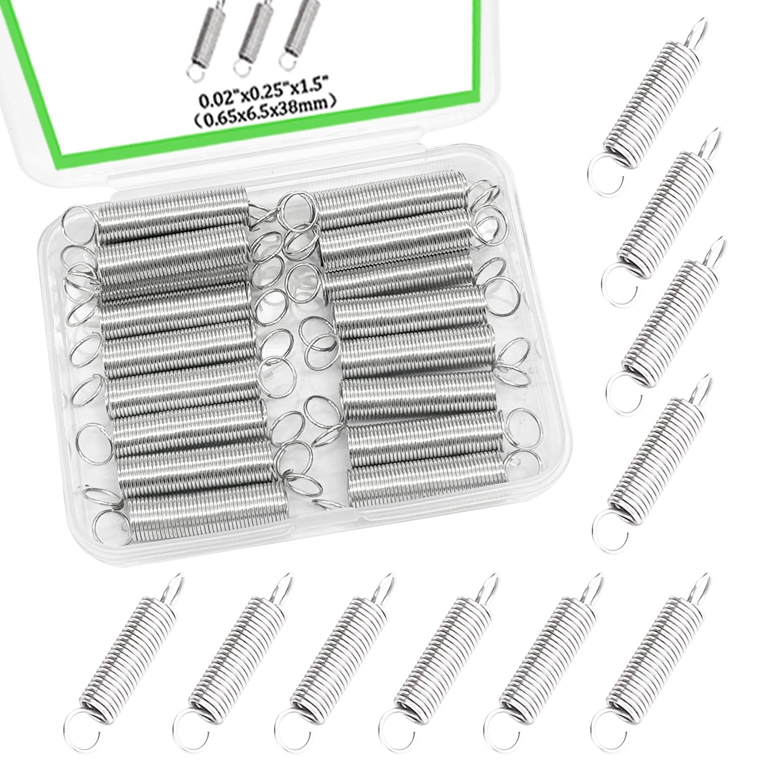 20PCS Extension Spring 1/4 Inch x 1-1/2 Inch Zinc Plated Extension Springs Home