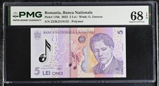 Romania 5 Lei 2023 P 118 k Polymer Superb Superb Gem UNC PMG 68 EPQ