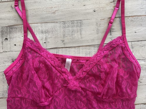 GORGEOUS Cacique Womens Size 18/20 Hot Pink Lace Lingerie Top Cami Sheer - Picture 4 of 6