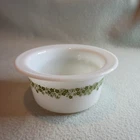 Vintage PYREX GLASS White BUTTER TUB Green SPRING BLOSSOM Crazy Daisy ~ NO LID