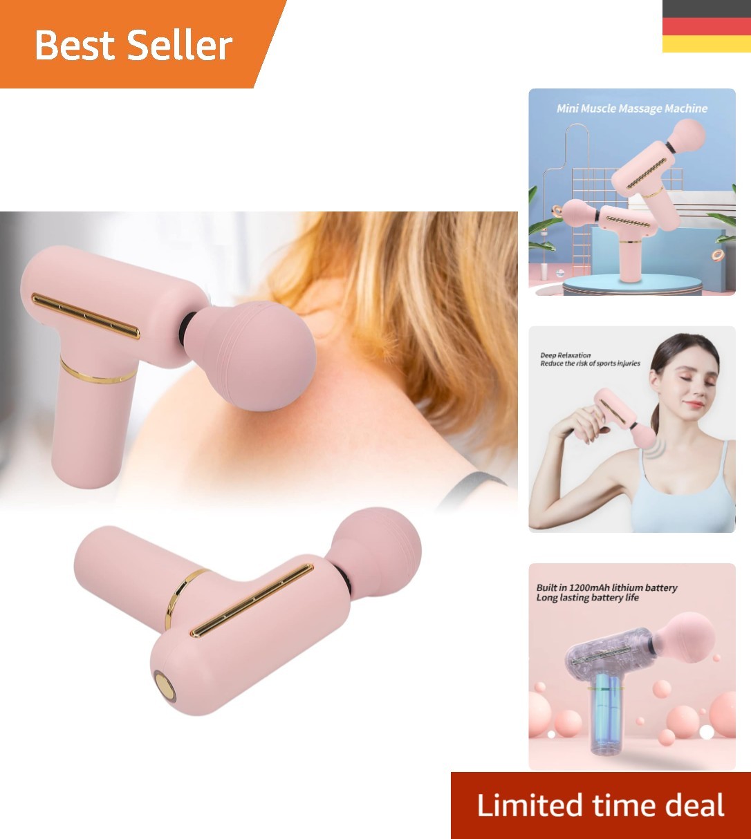 Tragbare Percussion-Massagepistole - Schmerzlinderung mit 4 Vibrationsmodi