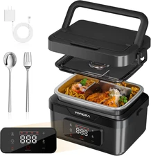 Cordless Electric Heated Lunch Box: 6.3 Cups Self Heating Lunch Box with Battery