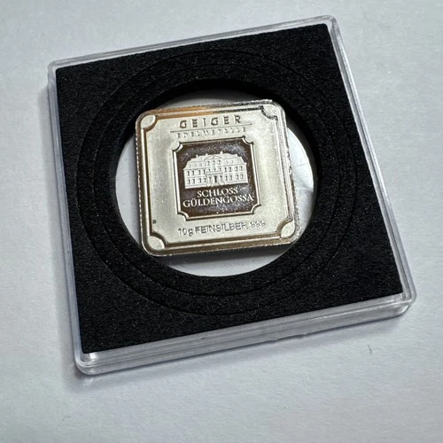 10 Gram German Geiger Edelmetalle Square .999 Fine Silver Bar