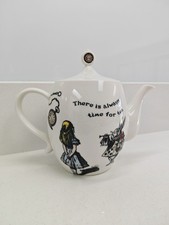 Alice In Wonderland Ceramic Teapot V&A Style "Always Time For Tea" White Rabbit