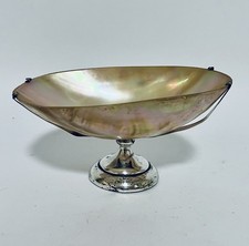 Antique Solid Sterling Silver Mounted Abalone Shell Bonbon Dish Bowl 1906