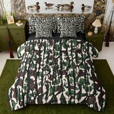 Camouflage Bed in a Bag with Comforter, Sheets, Twin Green Brown Black