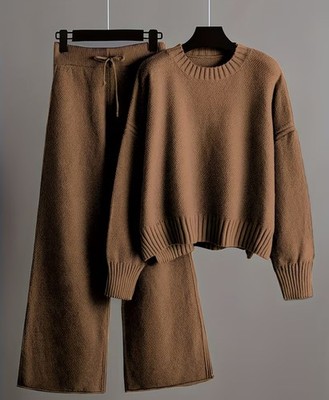 Women's two piece pant and top set brown EU size XXL US size 14 XL