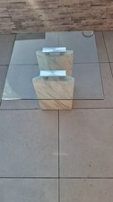 Glass top square marble effect coffee table