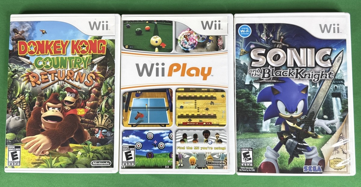 Wii game lot, Sonic and the Black Knight, Donkey Kong Country