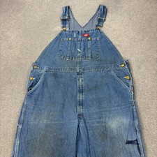 Dickies Dungarees Adult 44x28 Blue Bib Overalls Denim Work Wear Carpenter Mens