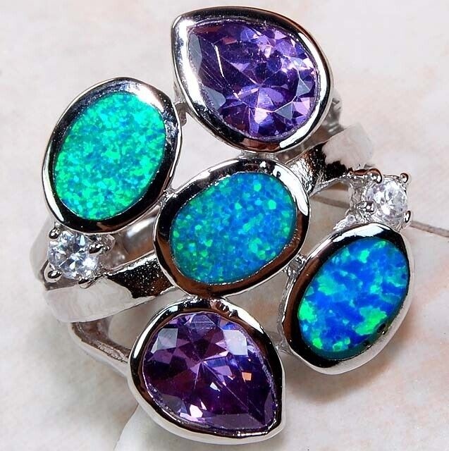 1CT Amethyst 925 Sterling Silver Ring Sz 7 GA4-6