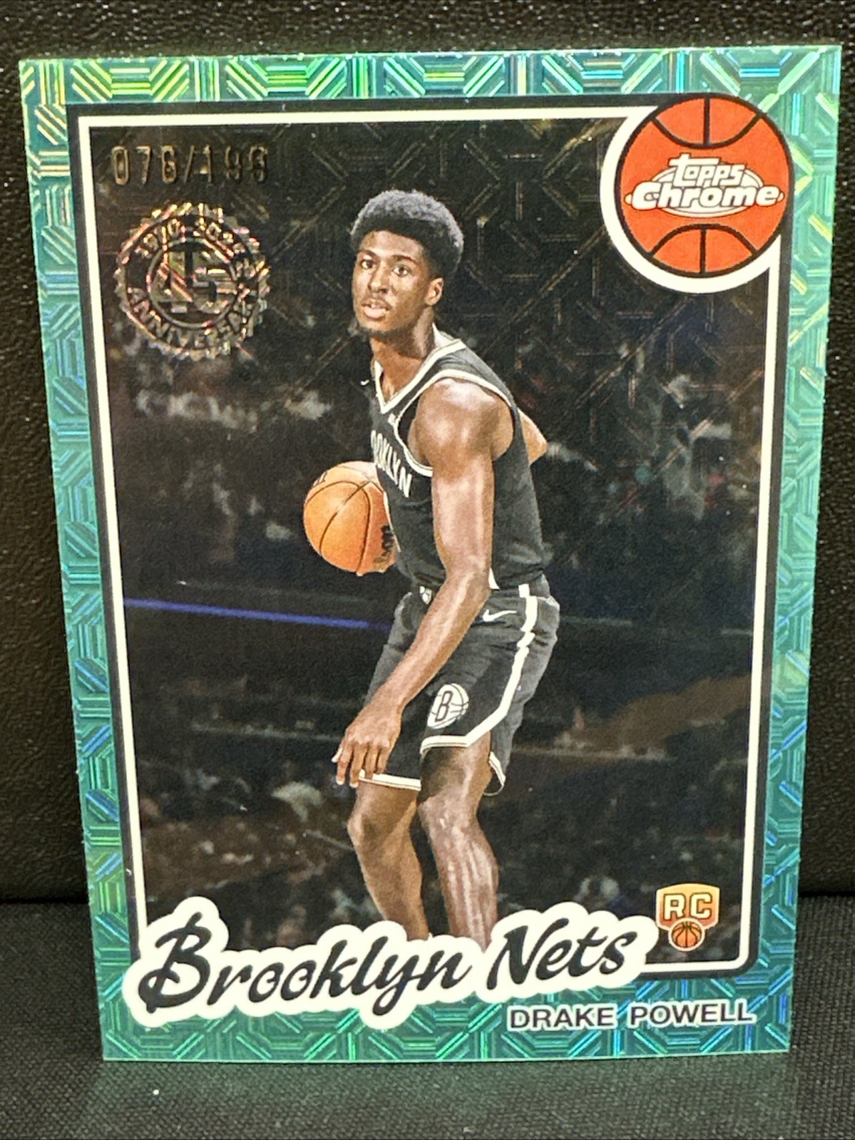 Drake Powell 2025-26 Topps 1980-81 Chrome RC Aqua Mojo Refractor #82/199 Nets