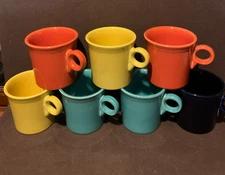 Fiestaware Coffee Mug Lot of (7)  HLC Fiesta  O Ring Handle Homer Laughlin EUC