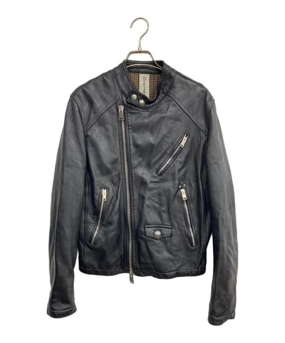 DELAN Semi-Double Lamb Leather Jacket Men's Size 44 Black - product listing photo