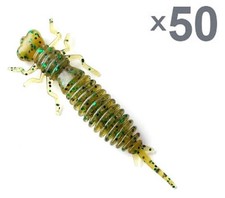 50pcs (5pk) 1.6in Larva silicone fishing bait lures soft 005 color