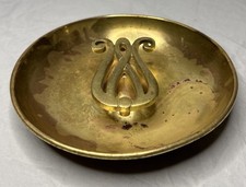 Vintage Brass Rotating Spinner Dish Lyre Cent...