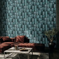 Vliestapete Grafik Motiv 3D-Effekt Holzoptik Kacheln Blau Grau 35389 (4,87€/1Qm)