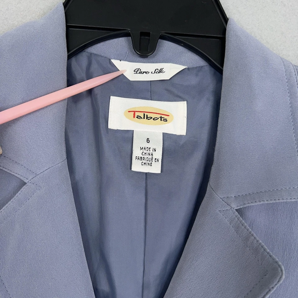 Talbots Dress Womens 6 Blue Purple Silk Modest Cottage Minimalist Quiet Luxury - Image 4 of 4