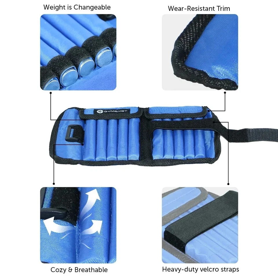 Par de pesas de tobillo para gimenistas se pueden ajustar hasta 2 libras cada juego de 2 x Wei... Foto 3 de 4