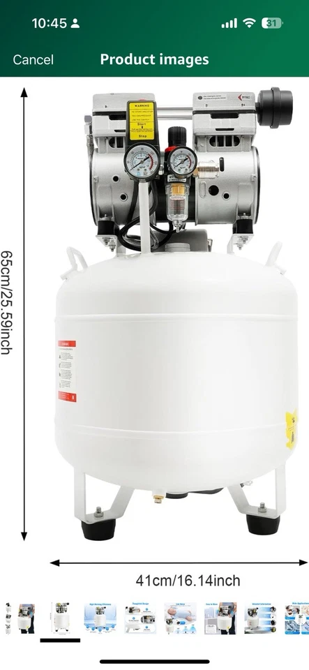 40L Medical Ultra Silent Oil-Free Portable Air Compressor Air Pump110V 165Liters - Image 2 of 4