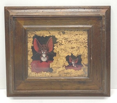 Big Eye Baby Mouse Print by Linda Young Signed. 1978 Framed, Matted with cork