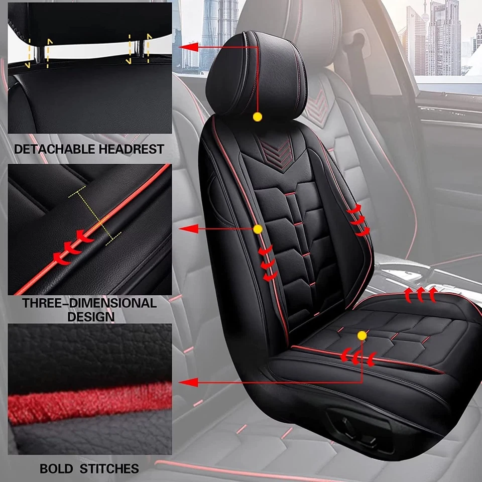 Car 5 Seat Covers Faux Leather Front Rear Seat Pad For Subaru Impreza 2012-2025 Foto 4 de 4