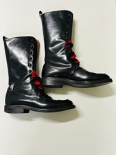 Vintage Gucci Black Leather Combat Boots Made in Italy Size 38