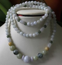 100 Natural Grade A Untreated Multi-Color Jadeite JADE Handmade Necklace 27"
