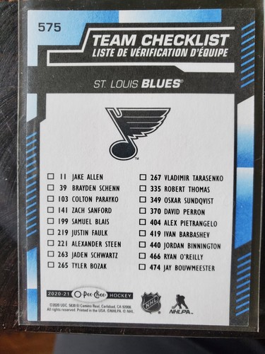 2021-22 OPC O-Pee-Chee Blue Border Team Checklists #575 St. Louis Blues MINT - Picture 2 of 2