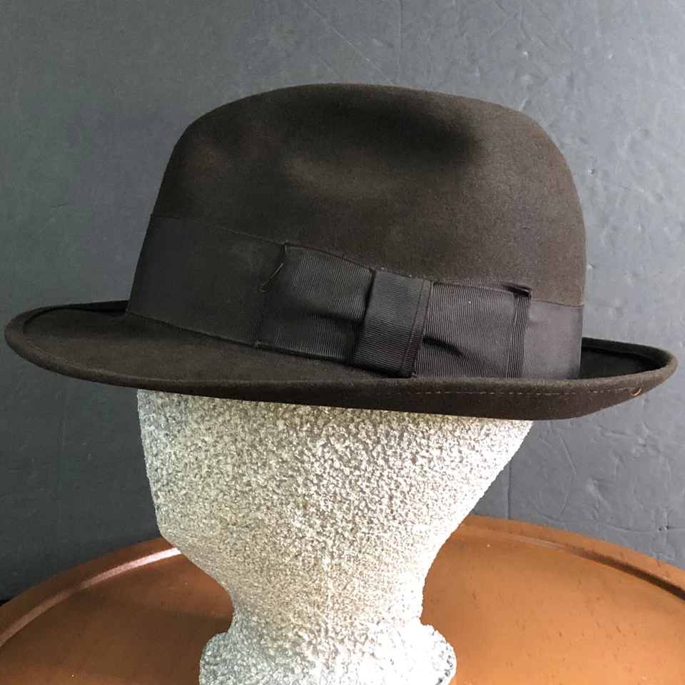 Sombrero Vintage Royal Stetson 1900’s Matthews Miller Fedora Marrón 6.5 John B Stetson Foto 3 de 4