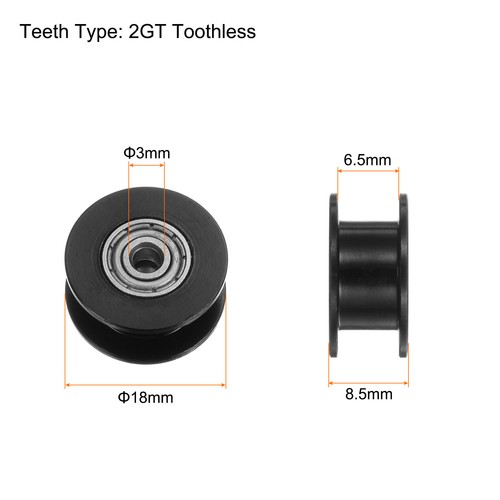 2Stk 2GT Umlenkrolle 3mm Bohrung 18mm Durchm. Aluminum Zahnriemen Zahnlos #2 - Bild 2 von 6
