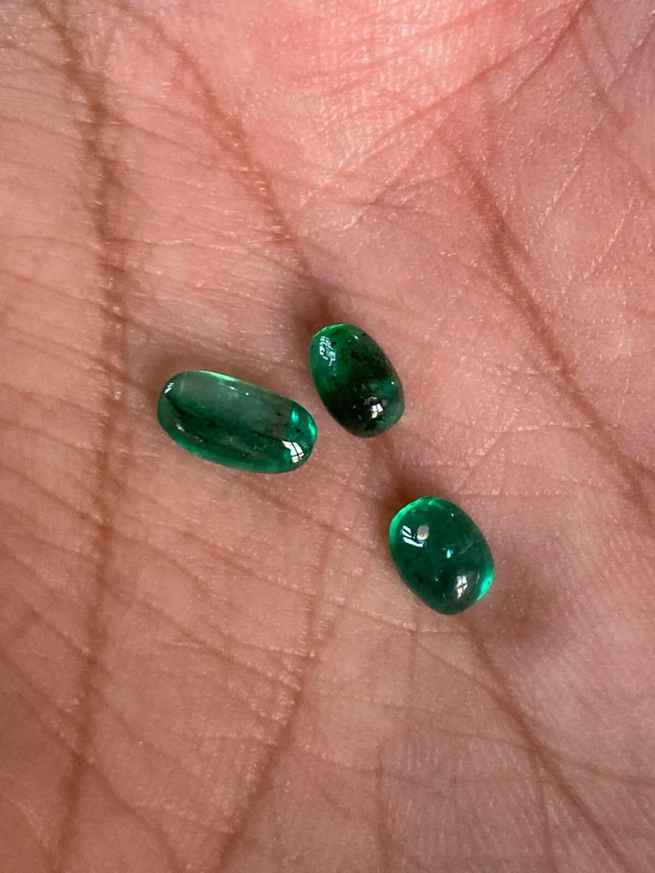 Esmeralda Panjshir de calidad fina de 2,80 quilates, cabujón de piedras preciosas 100 % naturales 3 piezas raro Foto 4 de 4