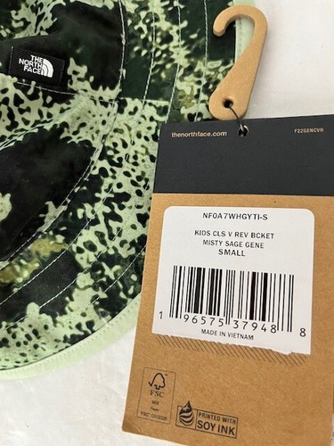 The North Face Kids Enfant Youth CLS V REV Bucket Hat Small Misty Sage Gene New - Picture 9 of 12