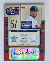 2004 Donruss World Series All-Stars Johan Santana Autograph Dual Jersey # /100