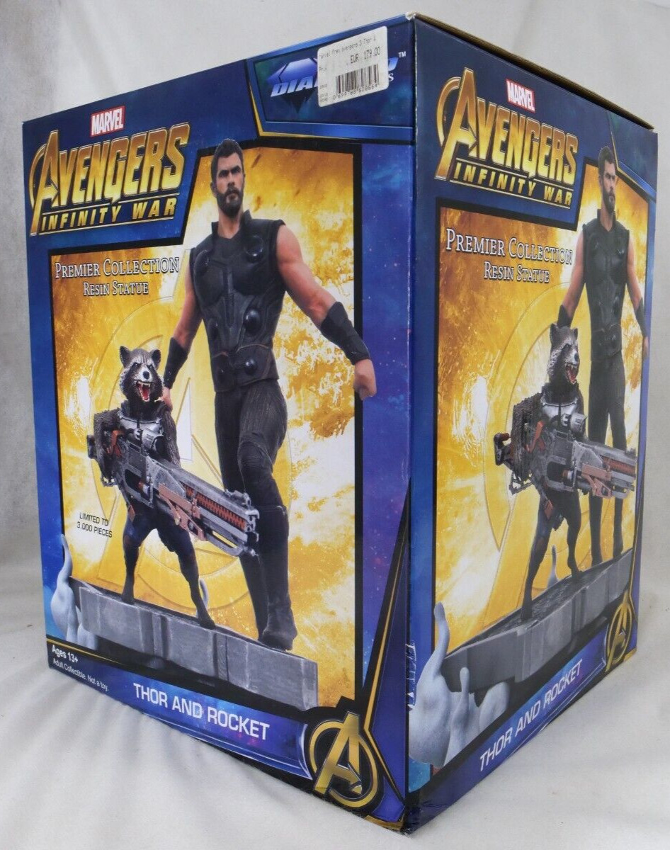 Statue Marvel Thor et Rocket de 30 cm en résine Premier Collection