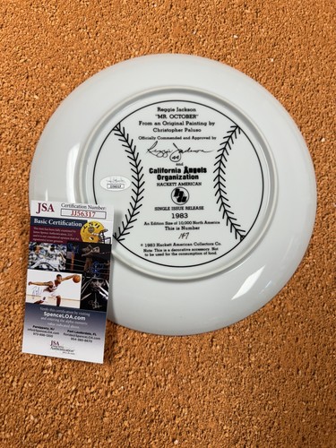 Reggie Jackson 1983 Autograph Collector Plate #147. Jsa Auto Angels - Picture 3 of 3