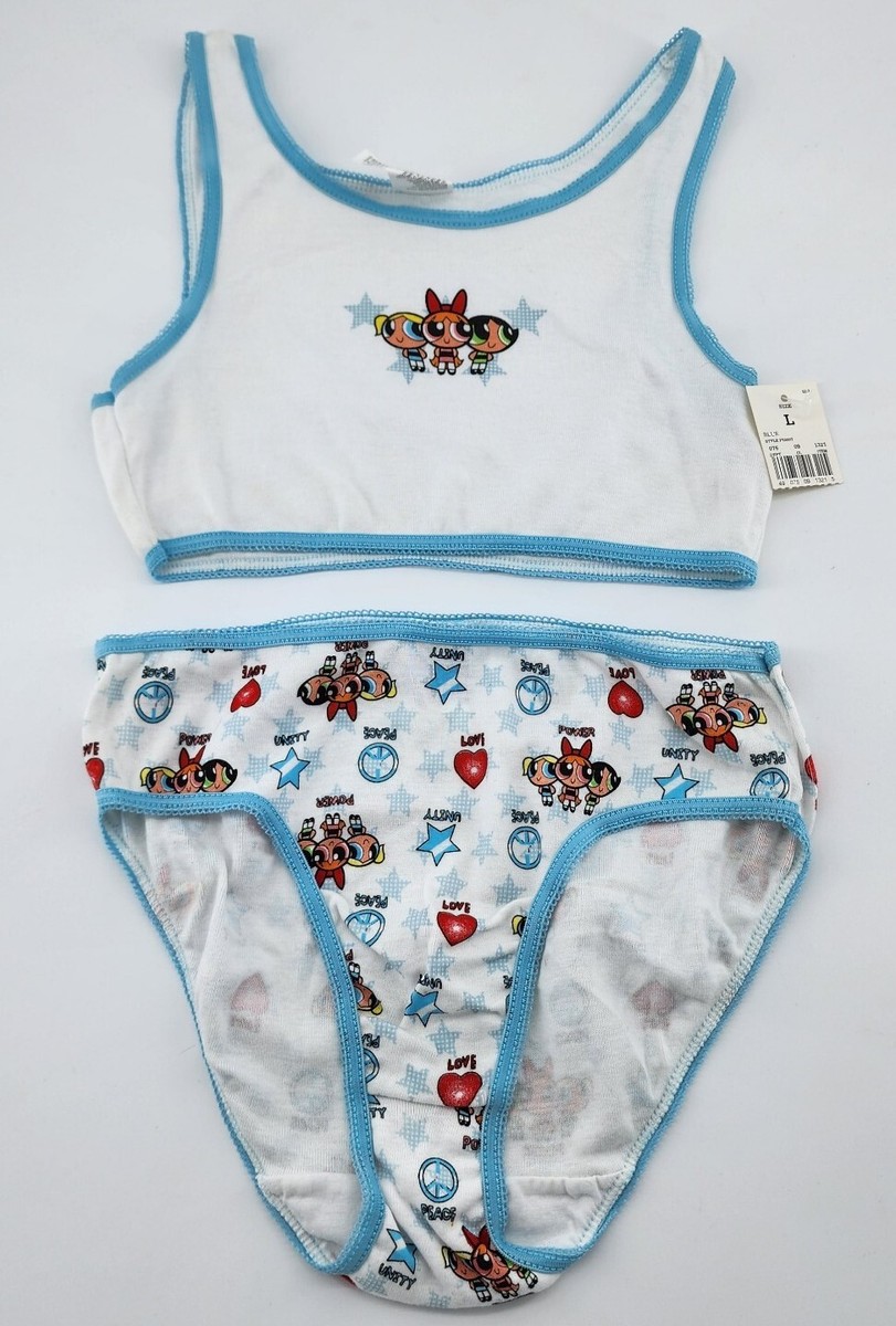 NEW Vtg 2000 Y2K Powerpuff Girls 2 Piece Set Crop Top Bra & Panty