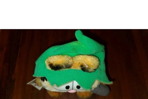 1981 GARFIELD A GOOD ELF IS HARD TO FIND 9.5" PLUSH SANTA'S HELPER Cat Christmas - Picture 3 of 8