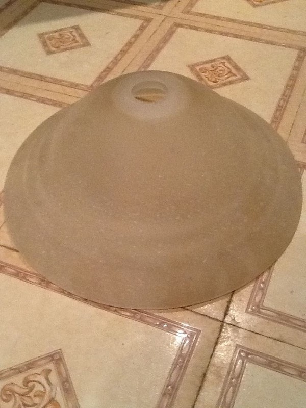 Hanging Ceiling light  Globe  Frosted  over Breakfast nook table Vintage