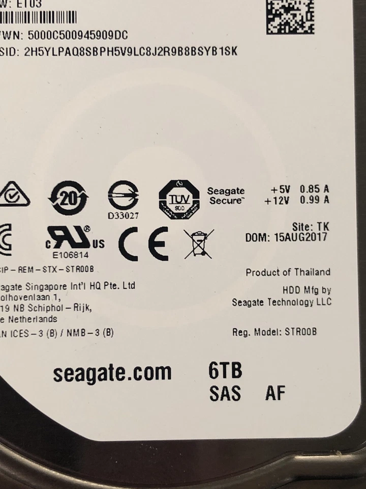 Disco duro Seagate 6 TB SAS 12 GB 512e 7,2K 3,5 capacidad empresarial V5 HDD 7200 Foto 4 de 4