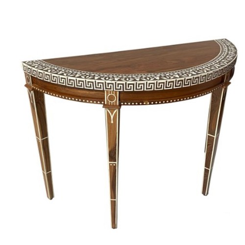 Wood console table, demilune desk table, bone inlaid living room luxury furnitur - Picture 7 of 12