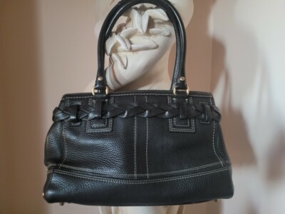 COACH Leather PURSE J0693-10212 PEBBLED BLACK SATCHEL BAG PURSE | eBay