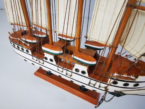 Maquette Voilier Bois J-S Elcano 30cm - Bateau Miniature Collection Déco Marine - Photo 8/15