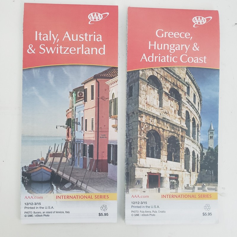 2012-15 AAA ROAD MAPS (2) ITALY AUSTRIA SWITZERLAND GREECE HUNGARY Int'l Series